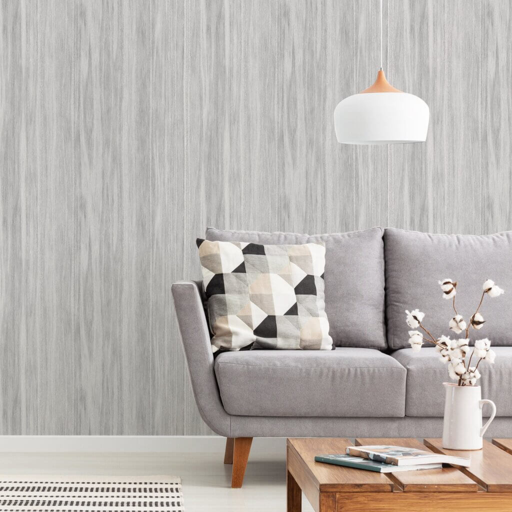 Papel de Parede Madeira Lisa Cinza Adesivo 57x270cm