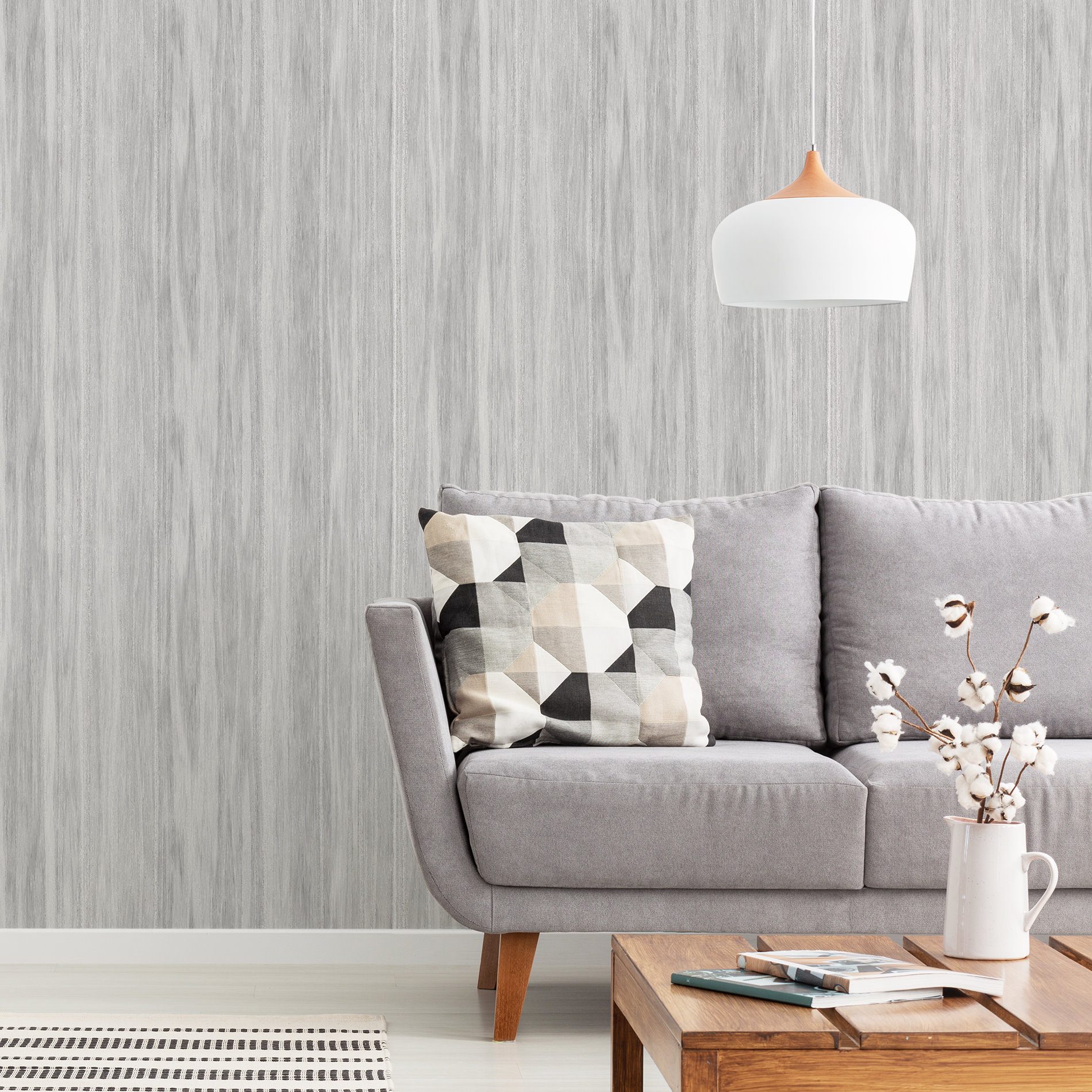 Papel de Parede Madeira Lisa Cinza Adesivo 57x270cm