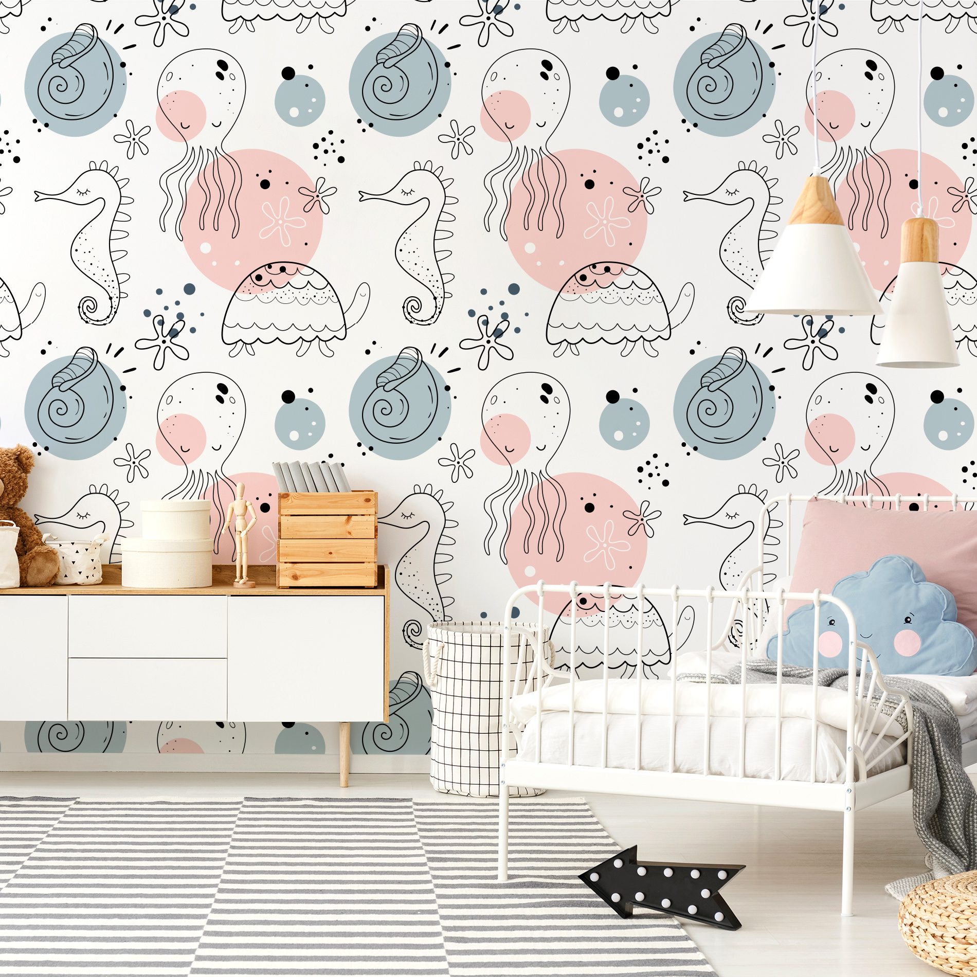 Papel de Parede Fundo do Mar 2 Rolos de 57x270cm cada