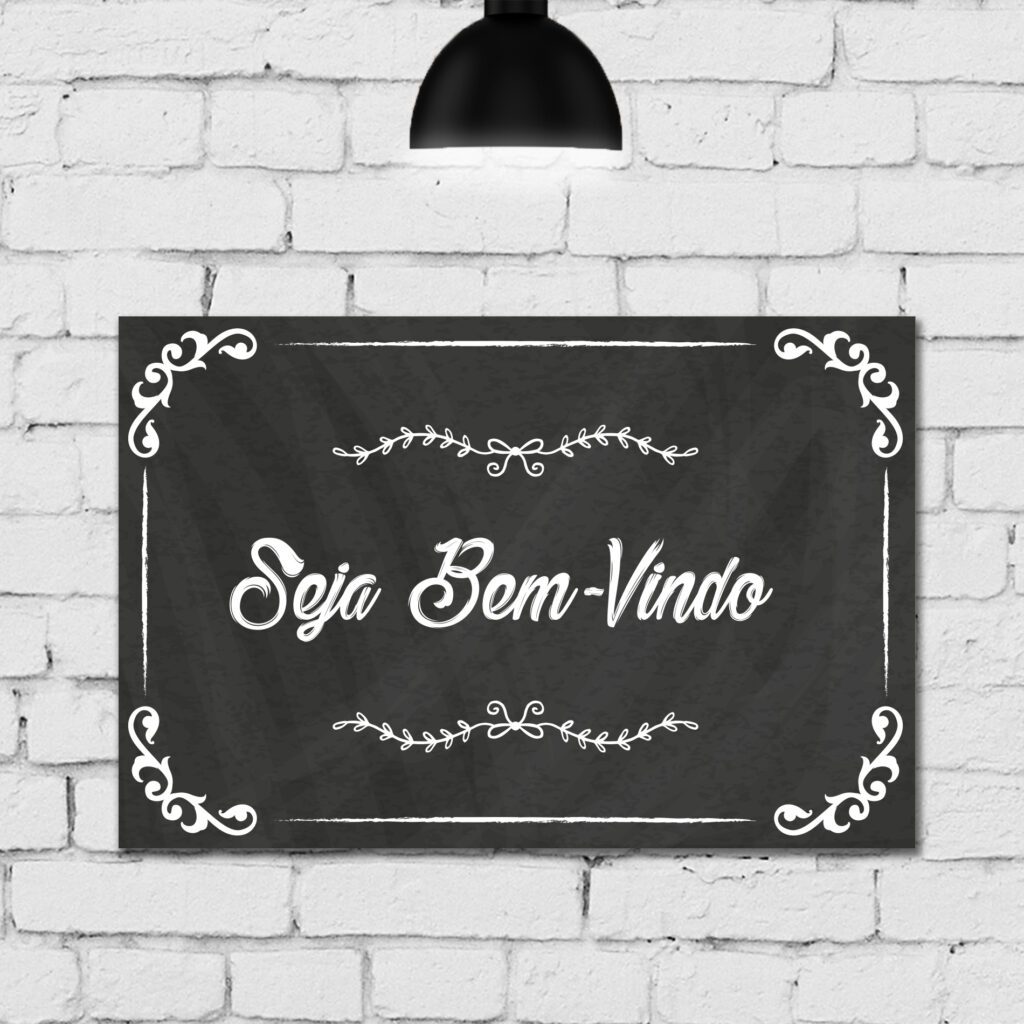 Placa Decorativa MDF Frase Giz Bem Vindo 30×40