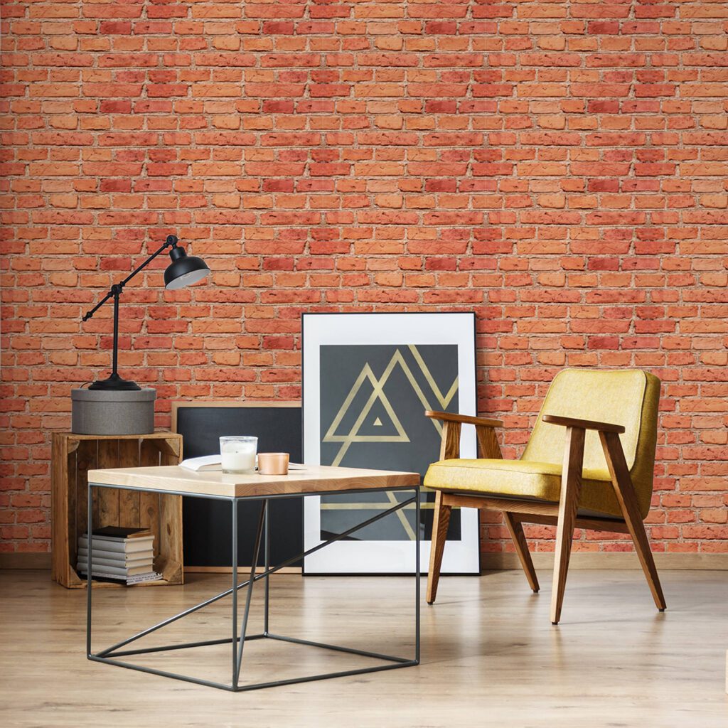 Papel de Parede Tijolinho Vermelho 3D 2,70×0,57m