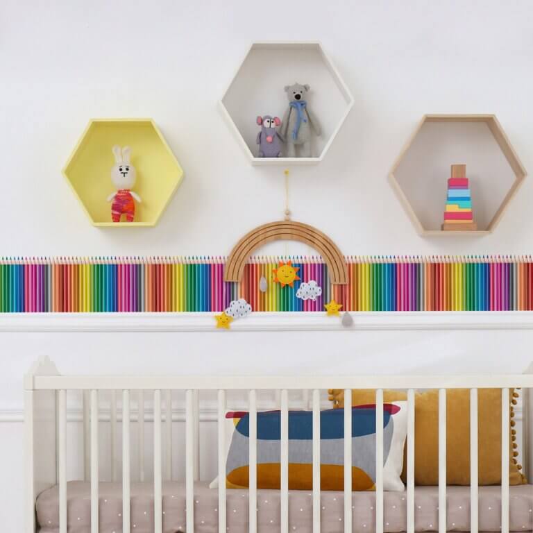 Faixa Decorativa Adesiva Lápis de Cor Colorido Retoe