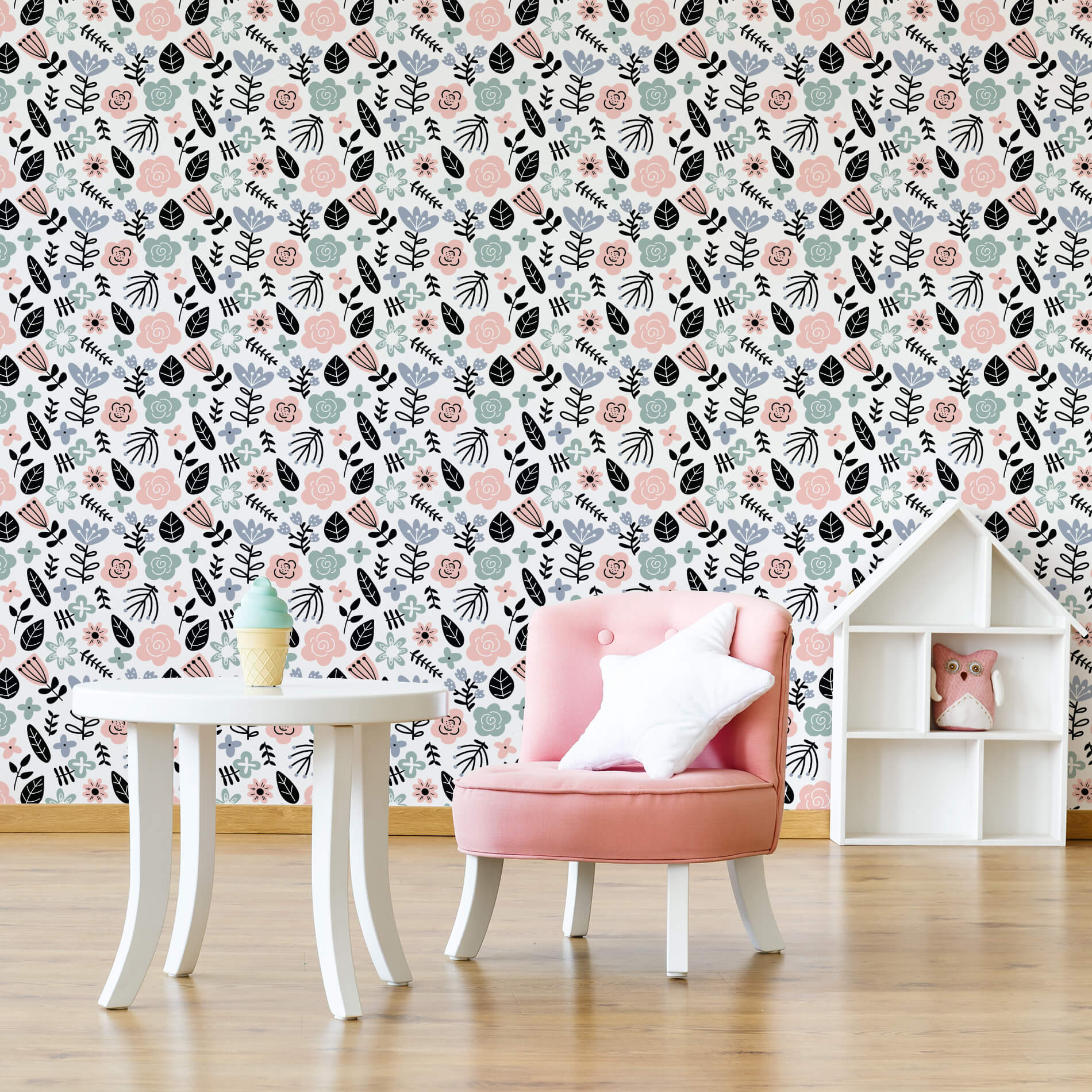 Papel de Parede Floral Escandinavo 57x270cm