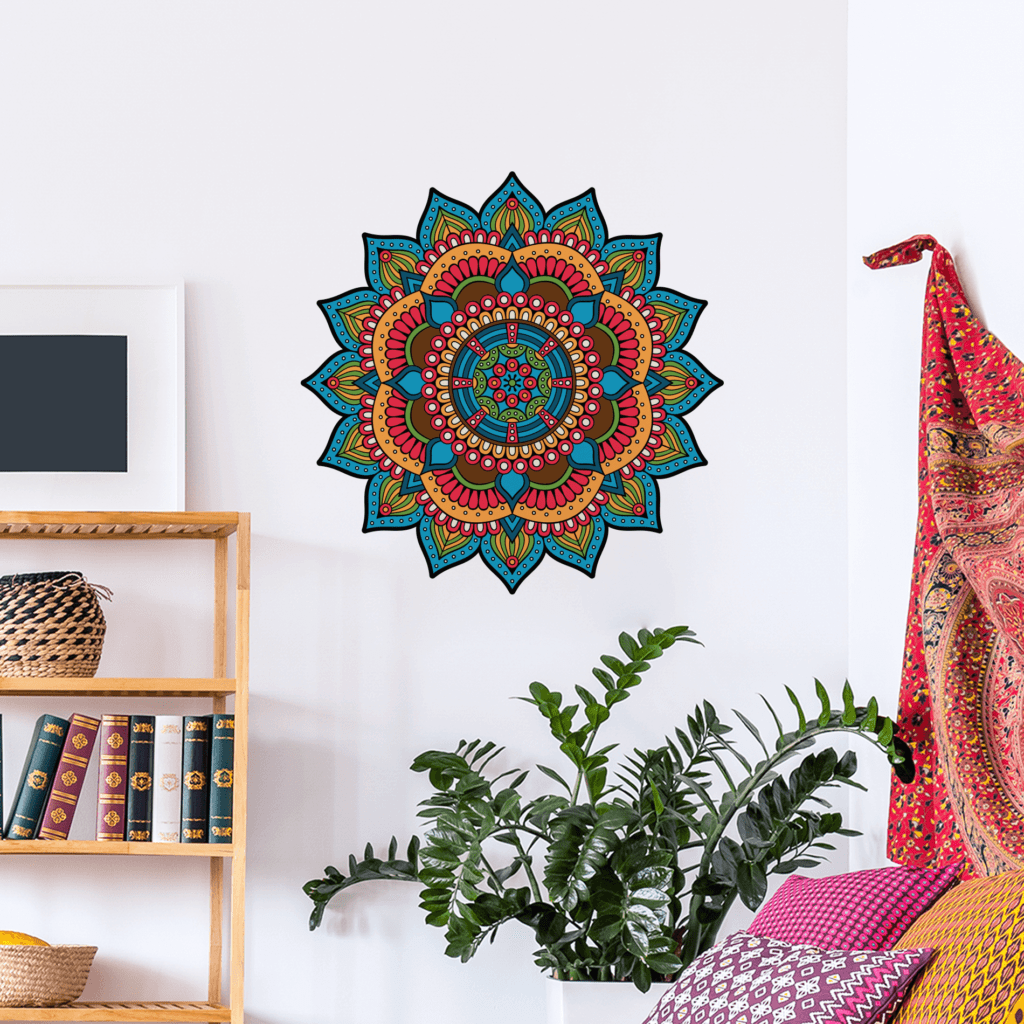 Adesivo de Parede para Sala Mandala Azul Turquesa