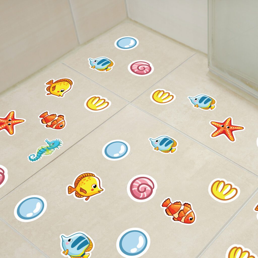 Adesivos Fundo do Mar Antiderrapante Piso de Banheiro 20un