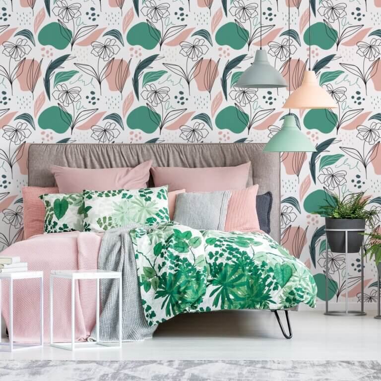 Papel de Parede Floral Minimalista