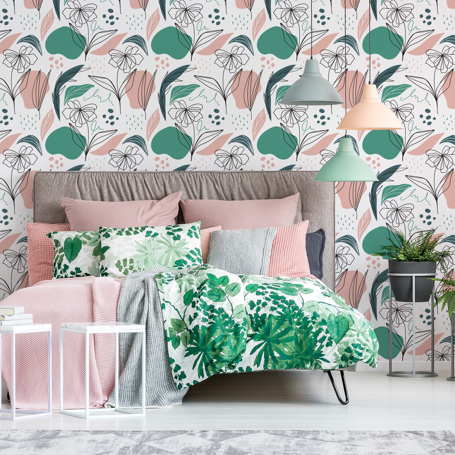 Papel de Parede Floral Minimalista