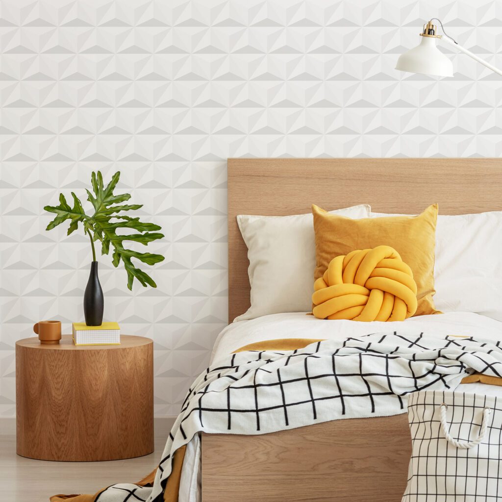 Papel de Parede 3D Triângulos Brancos para Sala 57x270cm