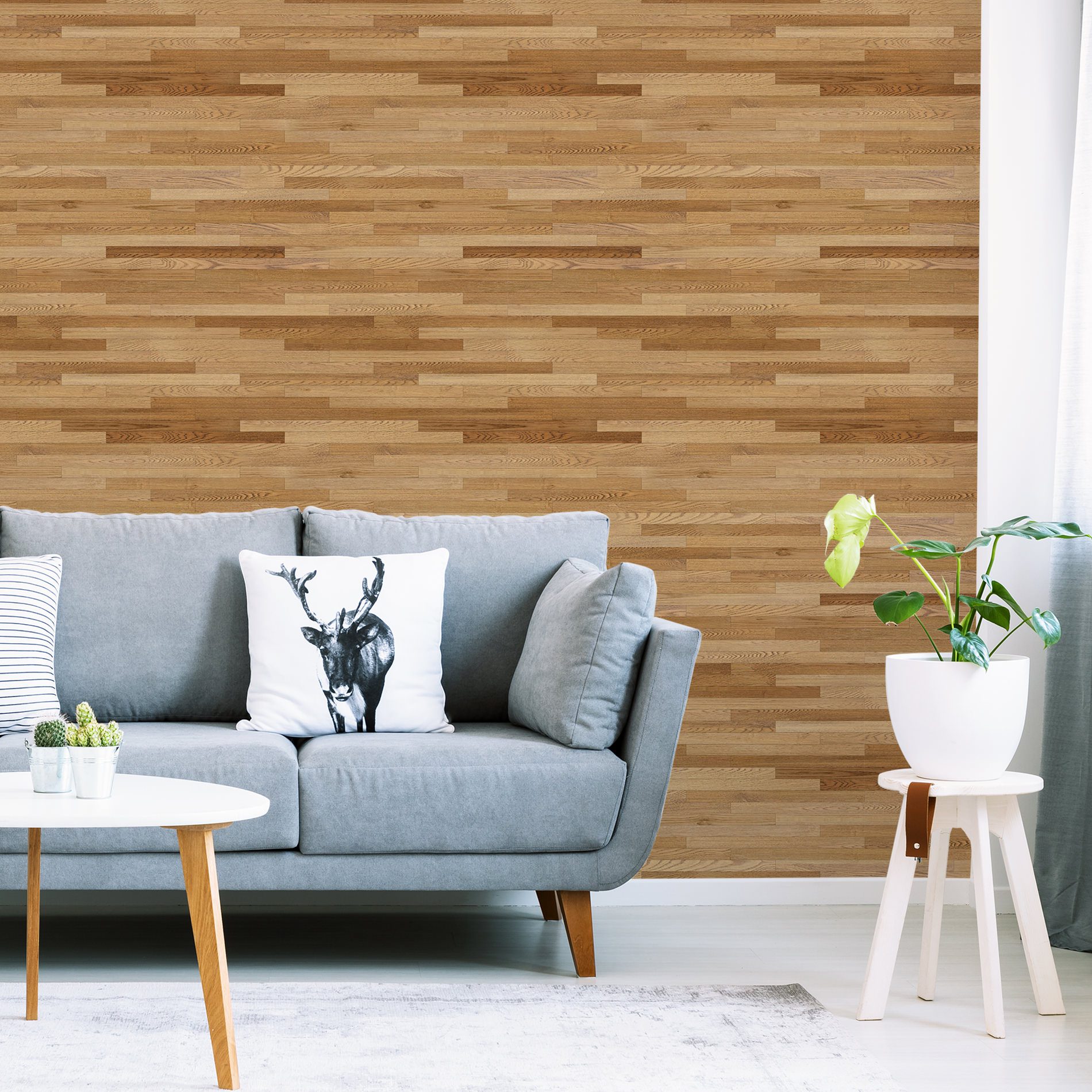 Papel de Parede Madeira Linear Horizontal Adesivo 57x270cm