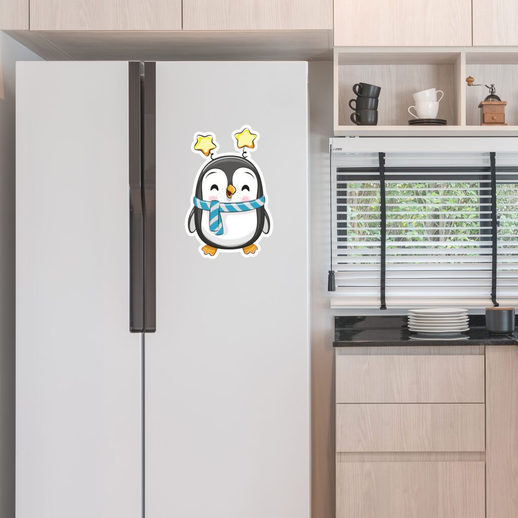 Adesivo de Pinguim para Geladeira Estrelas
