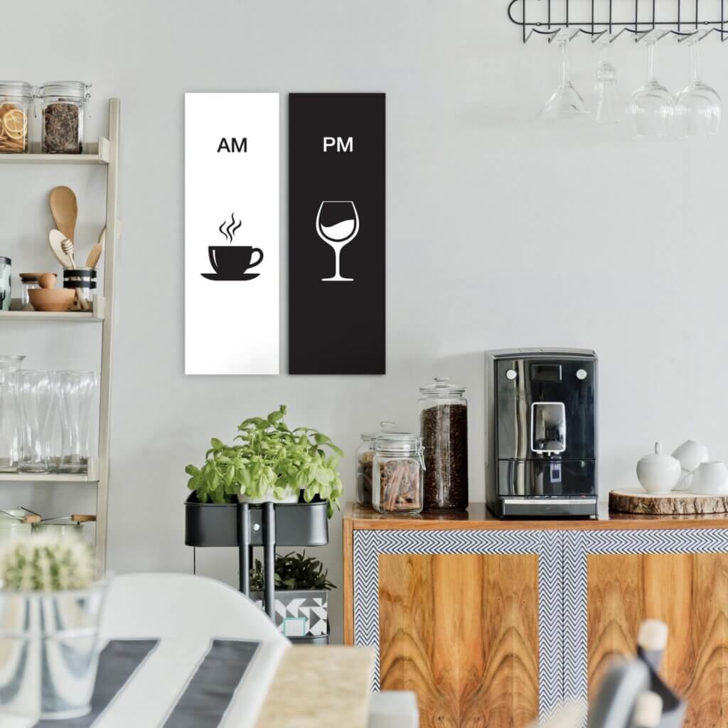 Placa Painel Decorativa MDF Café e Vinho 2 Placas 20x60cm