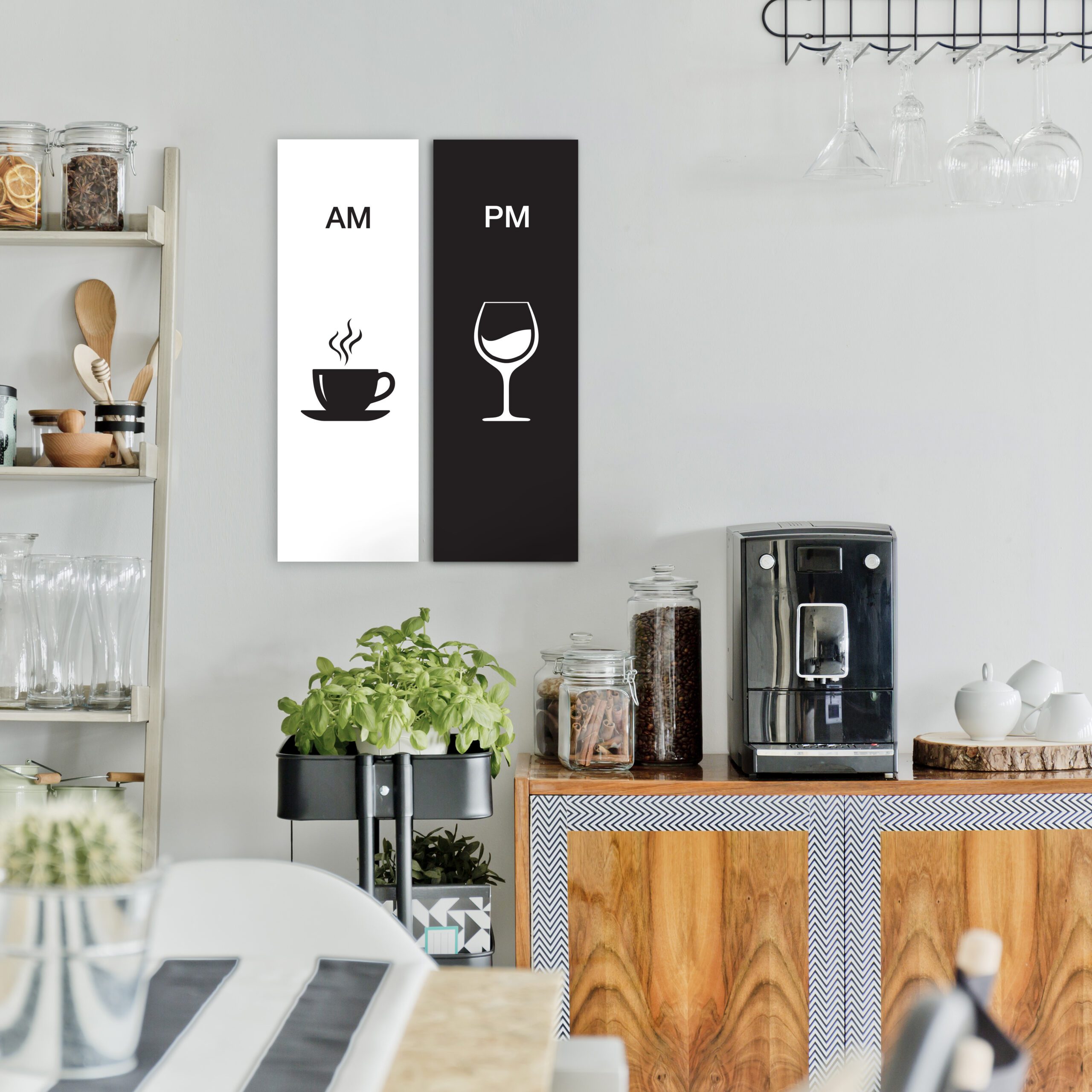 Placa Painel Decorativa MDF Café e Vinho 2 Placas 20x60cm