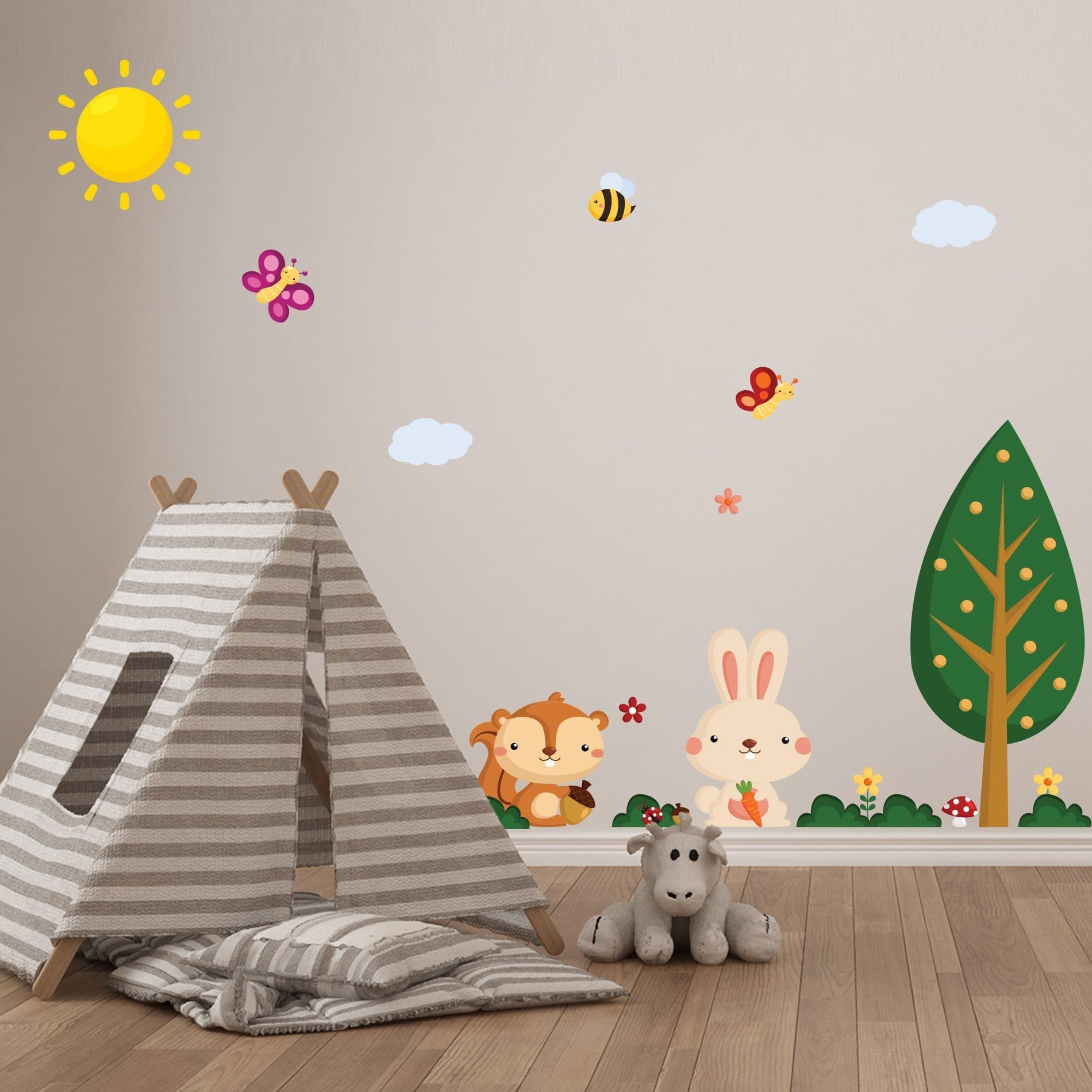 Adesivo de Parede Infantil Árvore Animais Outono