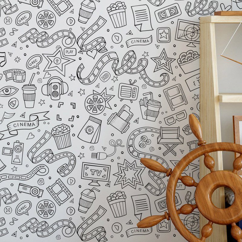 Papel de Parede Desenho para Colorir Cinema 2,70×0,57m
