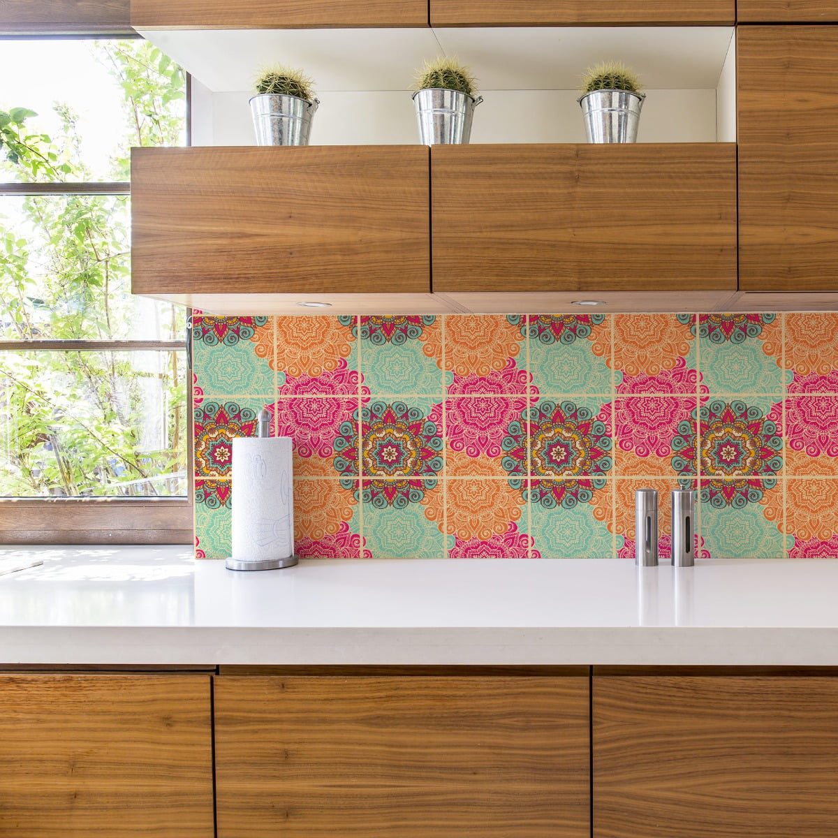 Adesivo de Azulejo Floral Boho 20x20