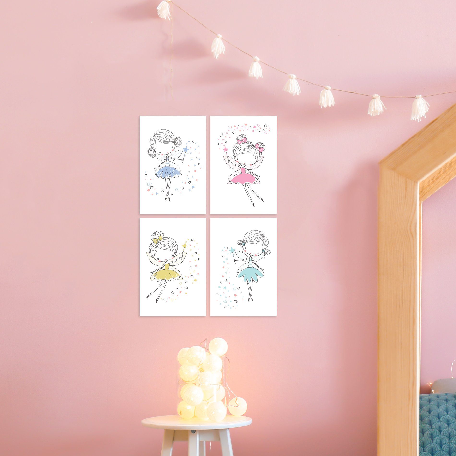 Placas Decorativas Fadas e Adesivo de Parede Kit Decoração