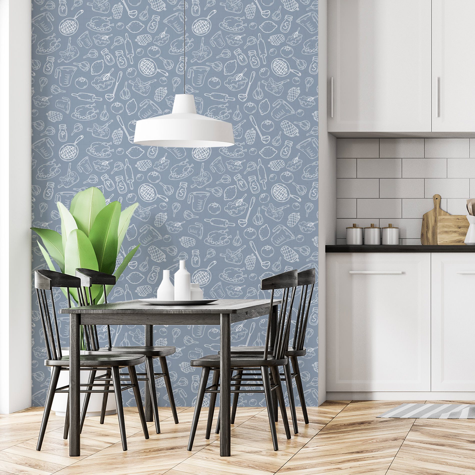 Papel de Parede Cinza Cozinha e Comida 57x270cm,Papel de Parede Cinza Cozinha e Comida 57x270cm