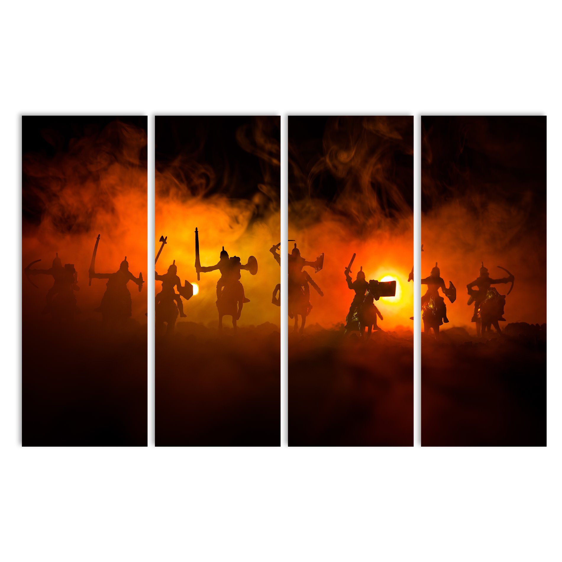 Placa Decorativa Samurais Painel MDF Kit 4 Placas