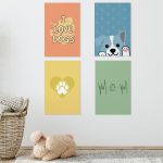 Decoração Cantinho Pet Cachorro Love Dog Kit 4 placas 20x30cm