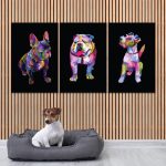 Decoração Cantinho Pet Cachorros Coloridos Kit 3 placas 40x60cm