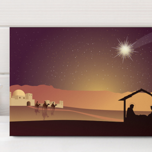Decoração de Natal Placa Presépio no Deserto 40x60cm