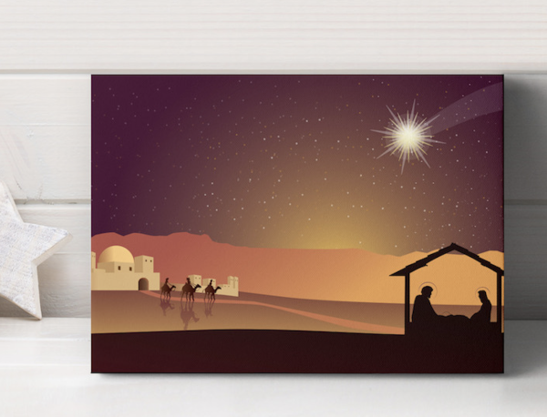 Decoração de Natal Placa Presépio no Deserto 40x60cm
