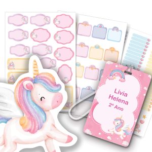 Etiquetas escolares personalizadas unicórnio