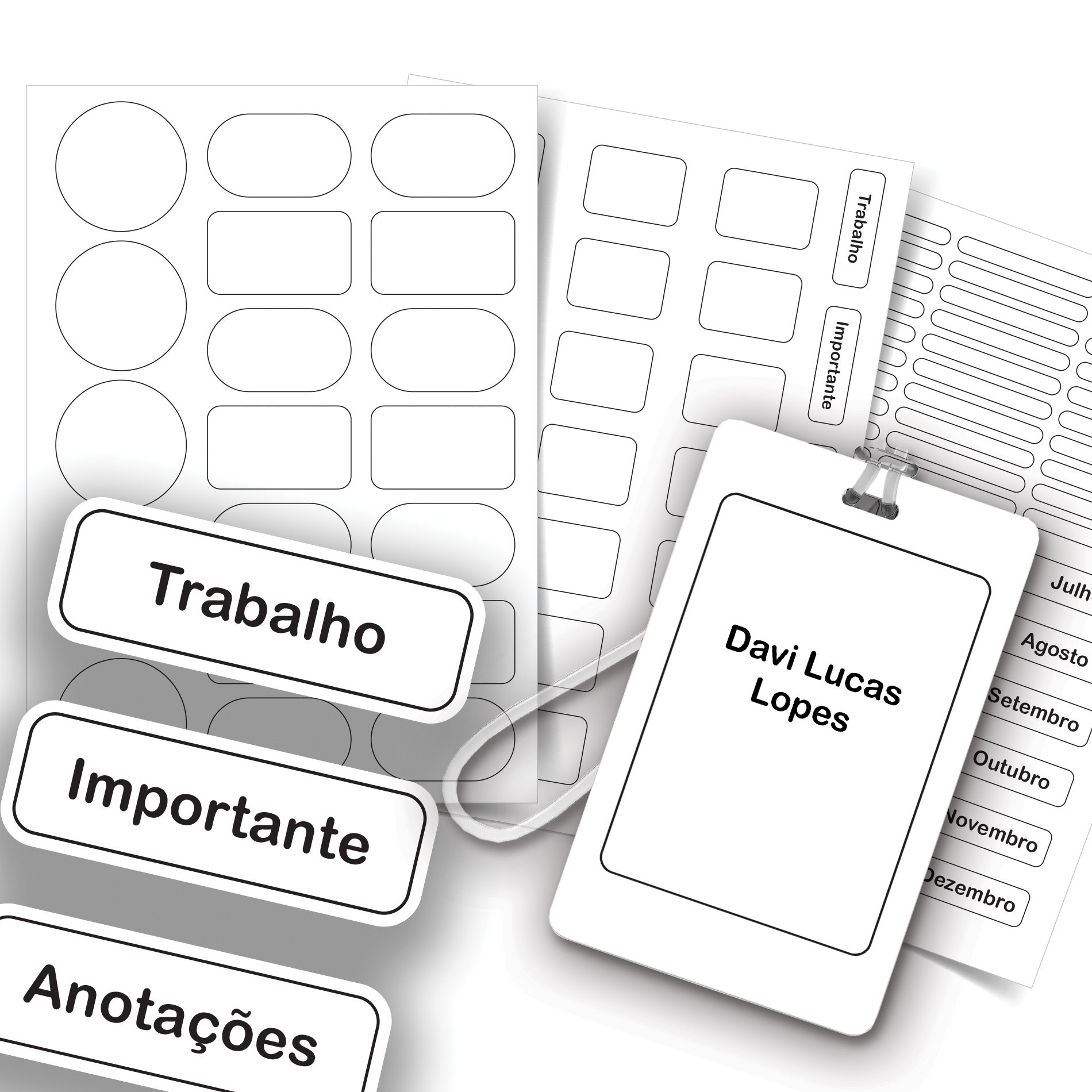 Imagem de etiqueta escolar branco personalizada e com tag para mochila