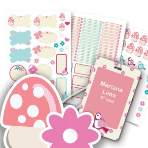 Etiquetas Escolares Personalizadas Flores Jardim Tag Mochila
