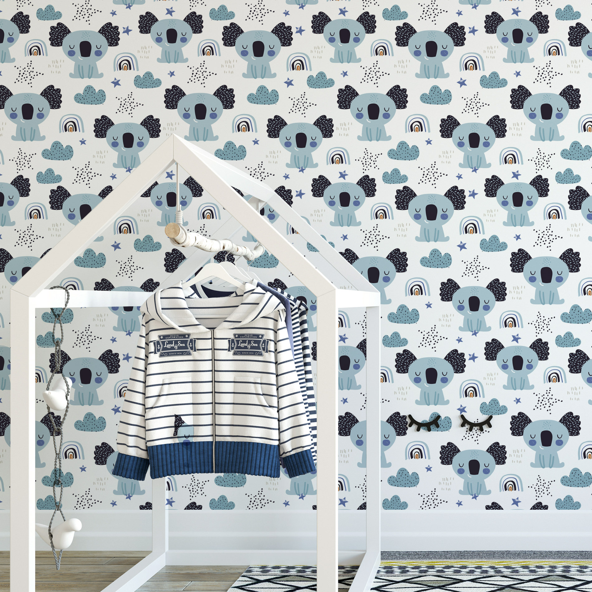 Wall,Mock,Up.,Child's,Room,Interior.,Scandinavian,Style.,3d,Rendering,