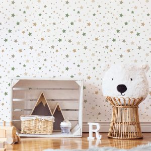 Papel de Parede Infantil Bolinhas e estrelinhas