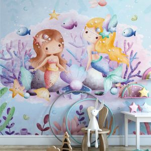 Papel de parede sereias quarto de menina