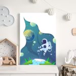 Placa Decorativa Espaço Azul Astronauta 20x30cm