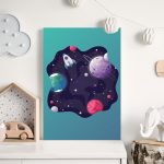 Placa Decorativa Espaço Foguetes e Planetas 20x30cm