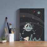 Placa Decorativa Espaço Retrô Foguete Esférico 20x30 cm