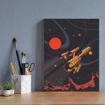 Placa Decorativa Espaço Retrô Nave Laranja 20x30cm