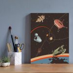 Placa Decorativa Espaço Retrô Vários Foguetes 30x40cm