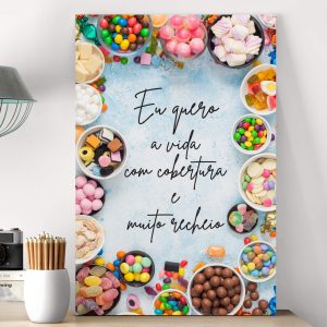 Placa Decorativa Frase Motivacional Cozinha Recheio 40x60cm