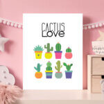 Placa Decorativa Lhama Cactos Love MDF 20x30cm