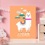 Placa Decorativa Lhama Laranja No Problem MDF 20x30cm