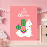 Placa Decorativa Lhama No Drama MDF 30x40cm