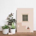 Placa Decorativa Sala Cozinha Janela Planta Abstrata 20x30cm MDF