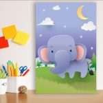 Placa Infantil Safari Feliz Elefante no Campo MDF 20x30cm