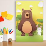 Placa Infantil Safari Feliz Urso e Coelhinho MDF 20x30cm