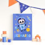 Placa Nome Personalizado Panda Astronauta 20x30cm