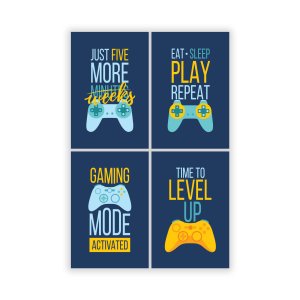 Placas Decorativas Gamer Geek Kit 4un 30X40cm