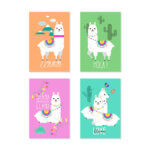 Placas Decorativas Lhama MDF 20x30cm Kit 4un
