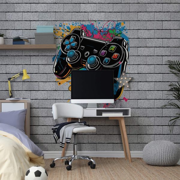 Papel de Parede Video Game Quarto Gamer Joystick Painel 9m²