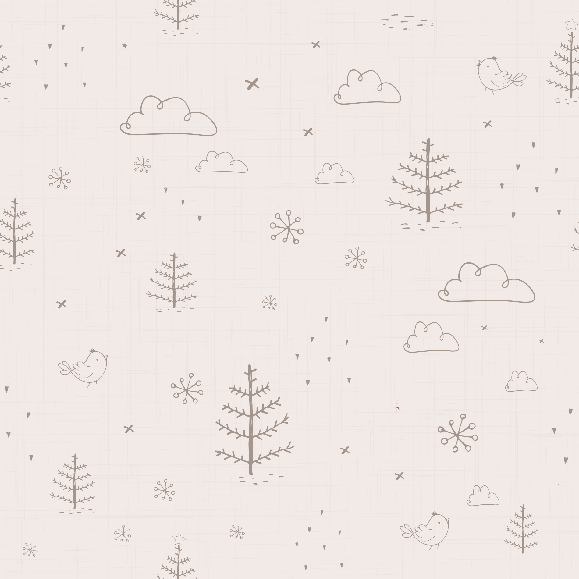 Imagem detalhada do papel de parede infantil com padrão de árvores e nuvens, mostrando textura e acabamento fosco.
