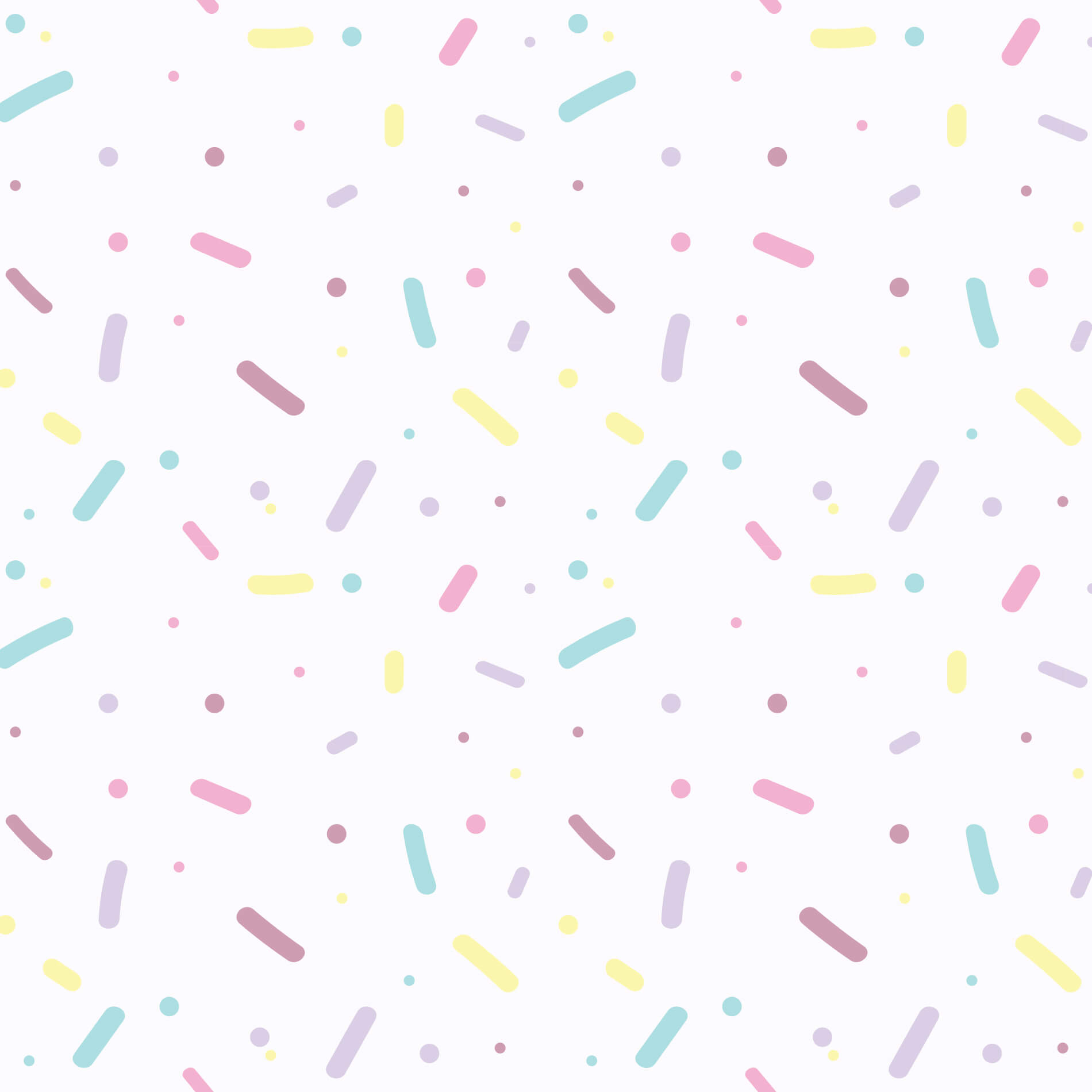 Papel de parede com padrão de confetes coloridos em tons pastel, mostrando detalhes do material e dimensões para aplicação.
